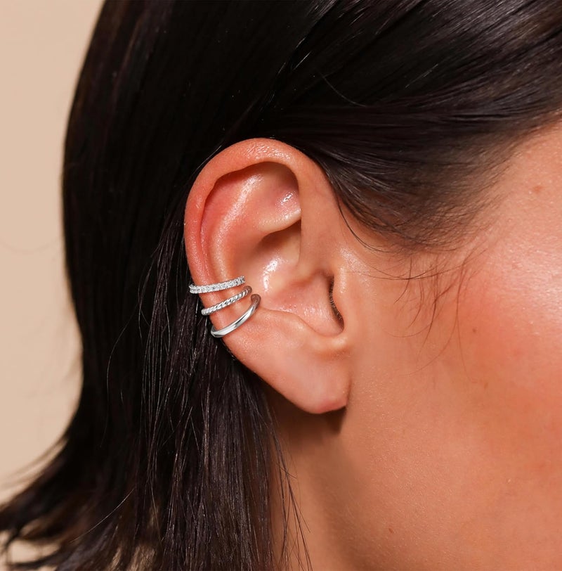 Funsanny Store Gold Ear Cuffs Earrings for Women Non Piercing - Clip on Cartilage Earrings Dainty 14K Gold Sterling Silver Plated Cubic Zirconia Huggie Hoop Earring for Women No Tarnish Trendy Jewelry Set - Image 3
